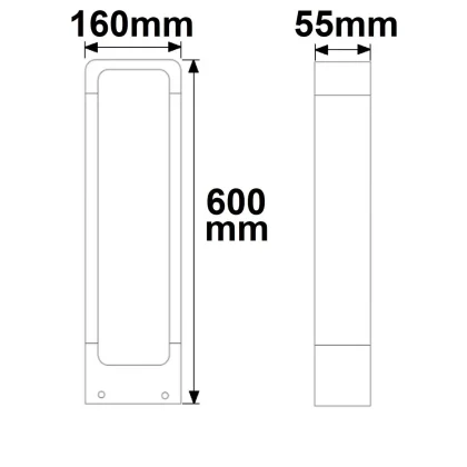 LED Wegeleuchte Poller-2, 60cm, 9W, sandschwarz, warmweiss