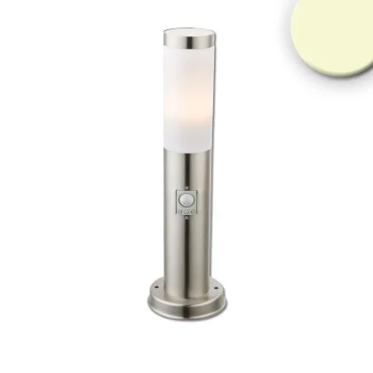 Pollerleuchte 450 Edelstahl, IP44, PIR Bewegungssensor, warmweiss, inkl. E27 LED Leuchtmittel 9W