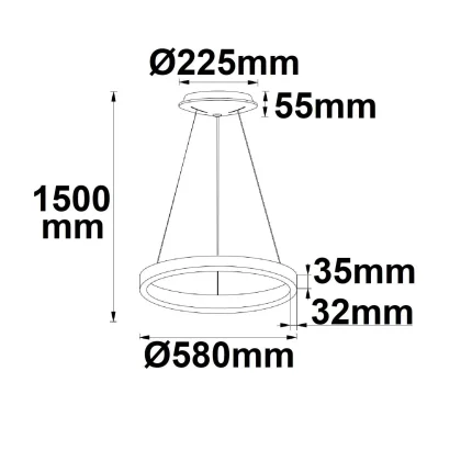 LED Hängeleuchte Circle 580 schwarz, 48W, rund, ColorSwitch 3000|3500|4000K, dimmbar