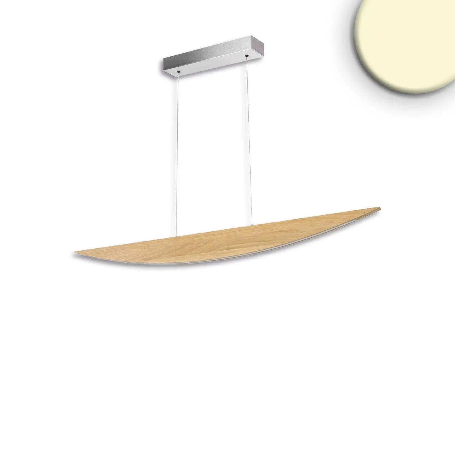 LED Pendelleuchte FÖHNIG mit Rollizug, 1.17m, 14W, Eiche geölt, Baldachin nickel, 3000K, dimmbar – Bild 2