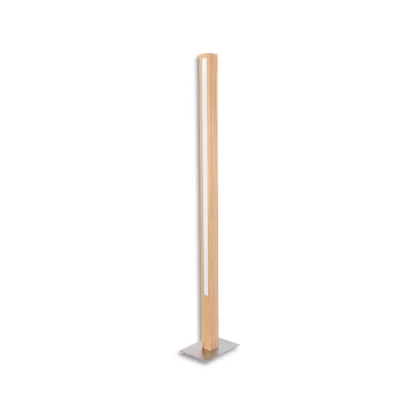 LED Stehleuchte PFETTE, 1.4m, 32W, Eiche geölt, Standfuss nickel, 3000K, Touch-dimmbar