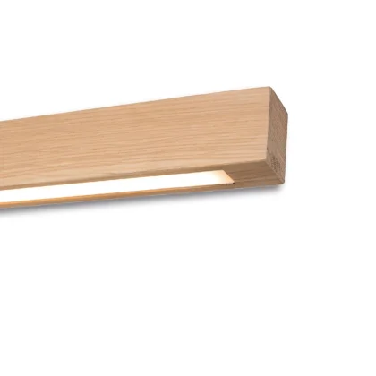 LED Pendelleuchte HOLZDRIFT mit Rollizug, 1.5m, 28,5W, Eiche geölt, Holz-Baldachin, 3000K, dimmbar