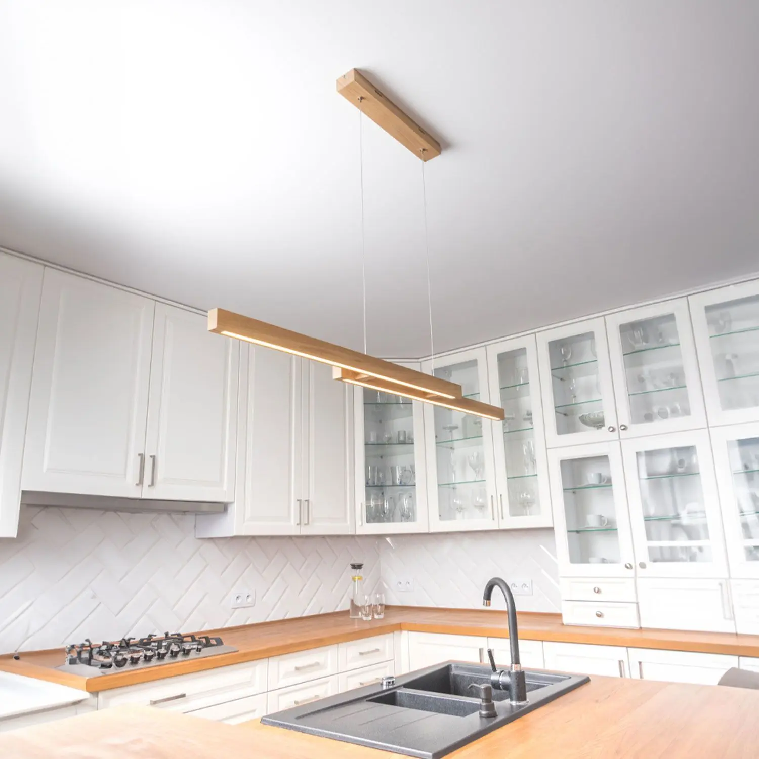 LED Pendelleuchte HOLZDRIFT mit Rollizug, 1.5m, 28,5W, Eiche geölt, Holz-Baldachin, 3000K, dimmbar – Bild 3